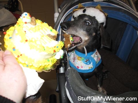 Sir Oscar Mayer and his birthday cake.
