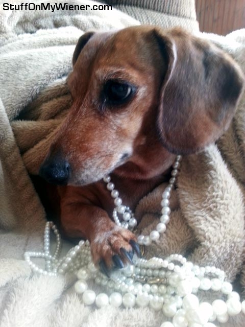 Lexie in pearls.